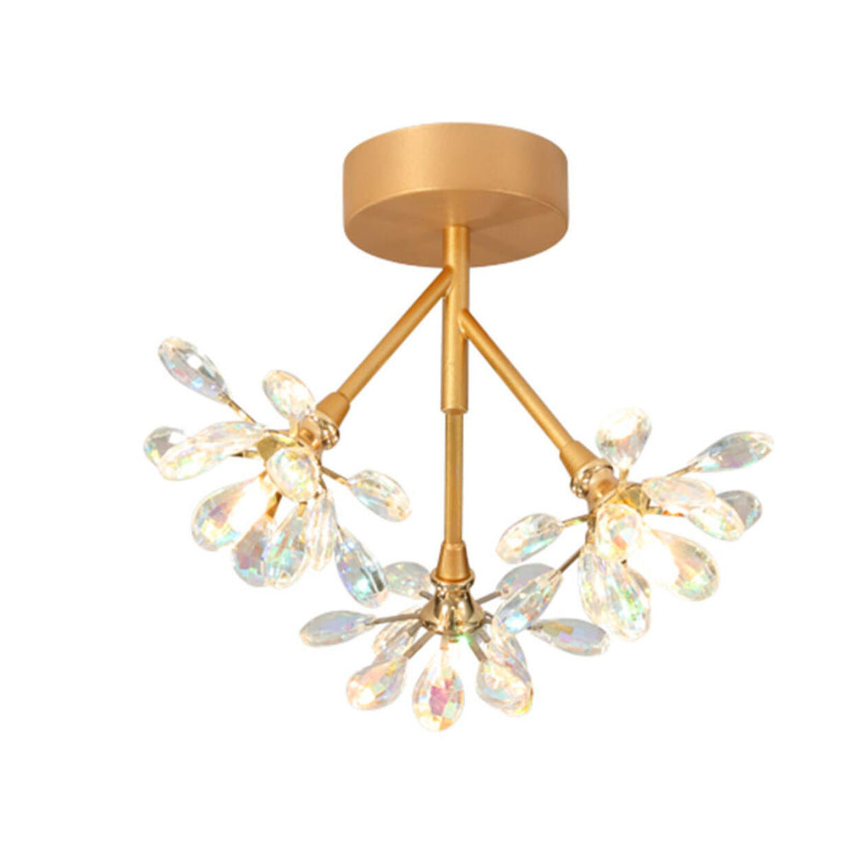 Entrance Mini Flower Crystal Semi-Flush Mount Light Image - 9