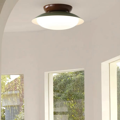 Entrance Mini Green Dome Semi-Flush Mount Ceiling Light Image - 1