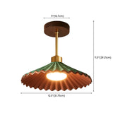 Entrance Mini Green Wood Cone Semi-Flush Mount Light Image - 15