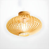 Entrance Mini Wooden Lantern Semi-Flush Mount Light Image - 4