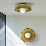 Entrance Mini Yellow Barn Semi-Flush Mount Ceiling Lamp Image - 3