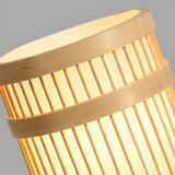 Entrance Natural Wood Cylinder Semi-Flush Mount Light Image - 11