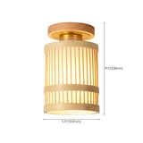 Entrance Natural Wood Cylinder Semi-Flush Mount Light #size