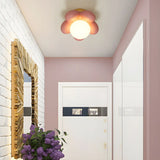 Entrance Pink Flower Resin Semi-Flush Mount Light Image - 1