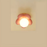 Entrance Pink Flower Resin Semi-Flush Mount Light Image - 6