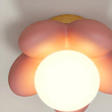 Entrance Pink Flower Resin Semi-Flush Mount Light Image - 9