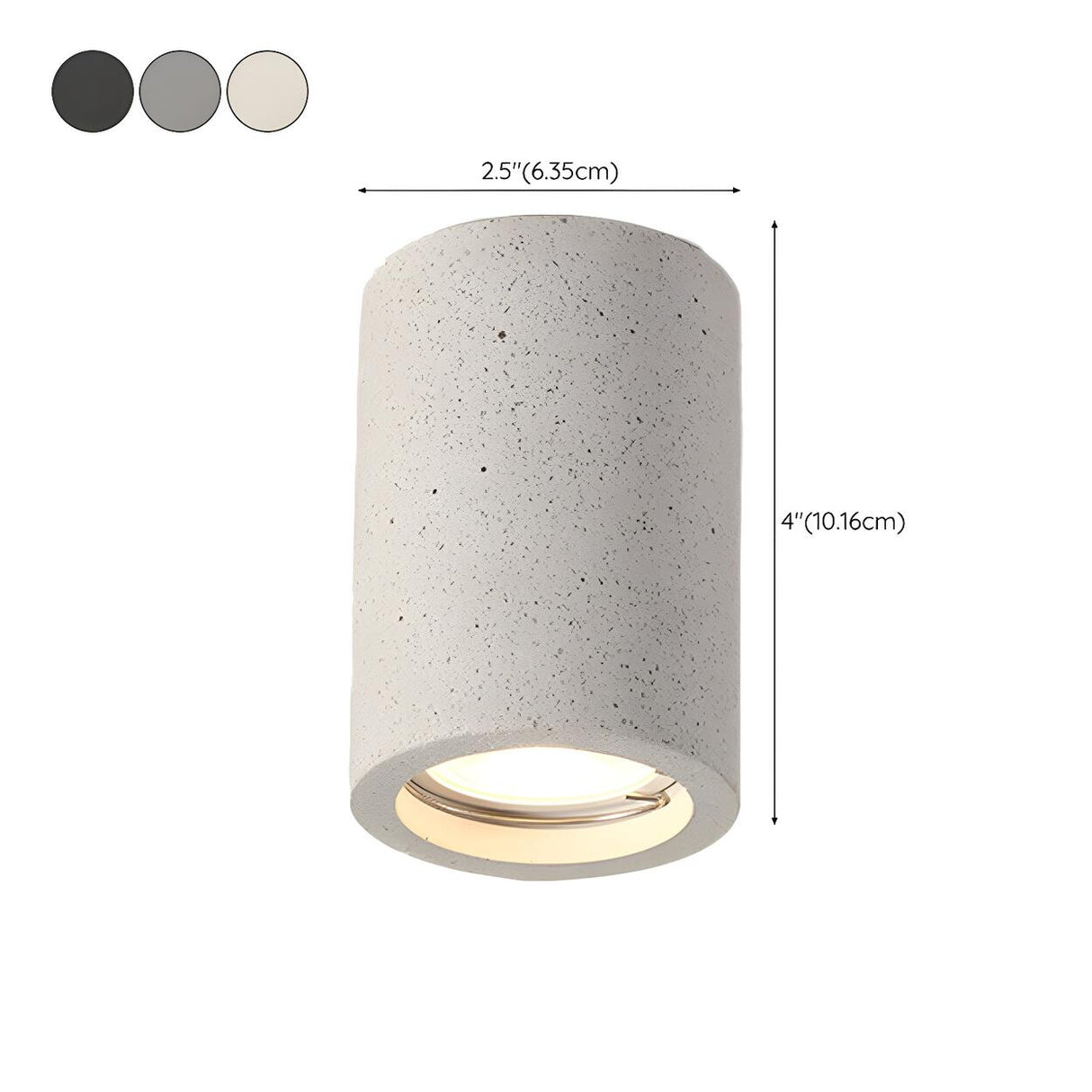 Entrance Simple Grey Stone Cylinder Flush Mount Light 