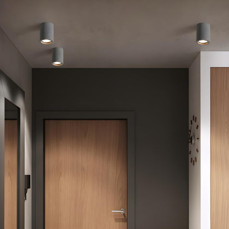 Entrance Simple Grey Stone Cylinder Flush Mount Light Image - 1