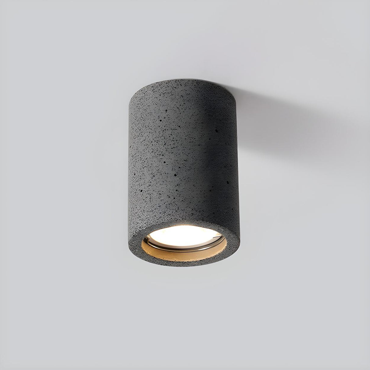 Entrance Simple Grey Stone Cylinder Flush Mount Light Image - 2