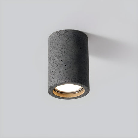 Entrance Simple Grey Stone Cylinder Flush Mount Light Image - 2