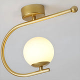 Entrance Stylish Globe Golden Semi-Flush Mount Light Image - 10