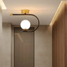 Entrance Stylish Globe Golden Semi-Flush Mount Light Image - 15