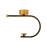 Entrance Stylish Globe Golden Semi-Flush Mount Light Image - 5