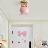 Entrance Whimsy Pink Flower Glass Semi-Flush Mount Lamp Image - 1