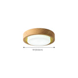 Entrance White Glass Wood Drum Flush Mount Ceiling Lamp #size