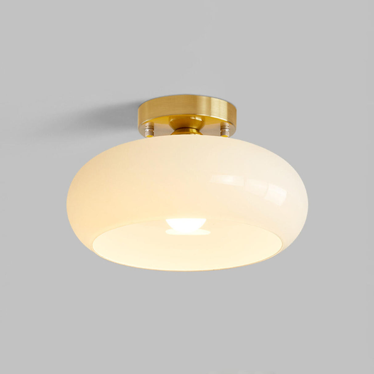 Entrance White Round Drum Semi-Flush Mount Light Image - 13