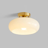 Entrance White Round Drum Semi-Flush Mount Light Image - 13