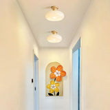 Entrance White Round Drum Semi-Flush Mount Light Image - 19