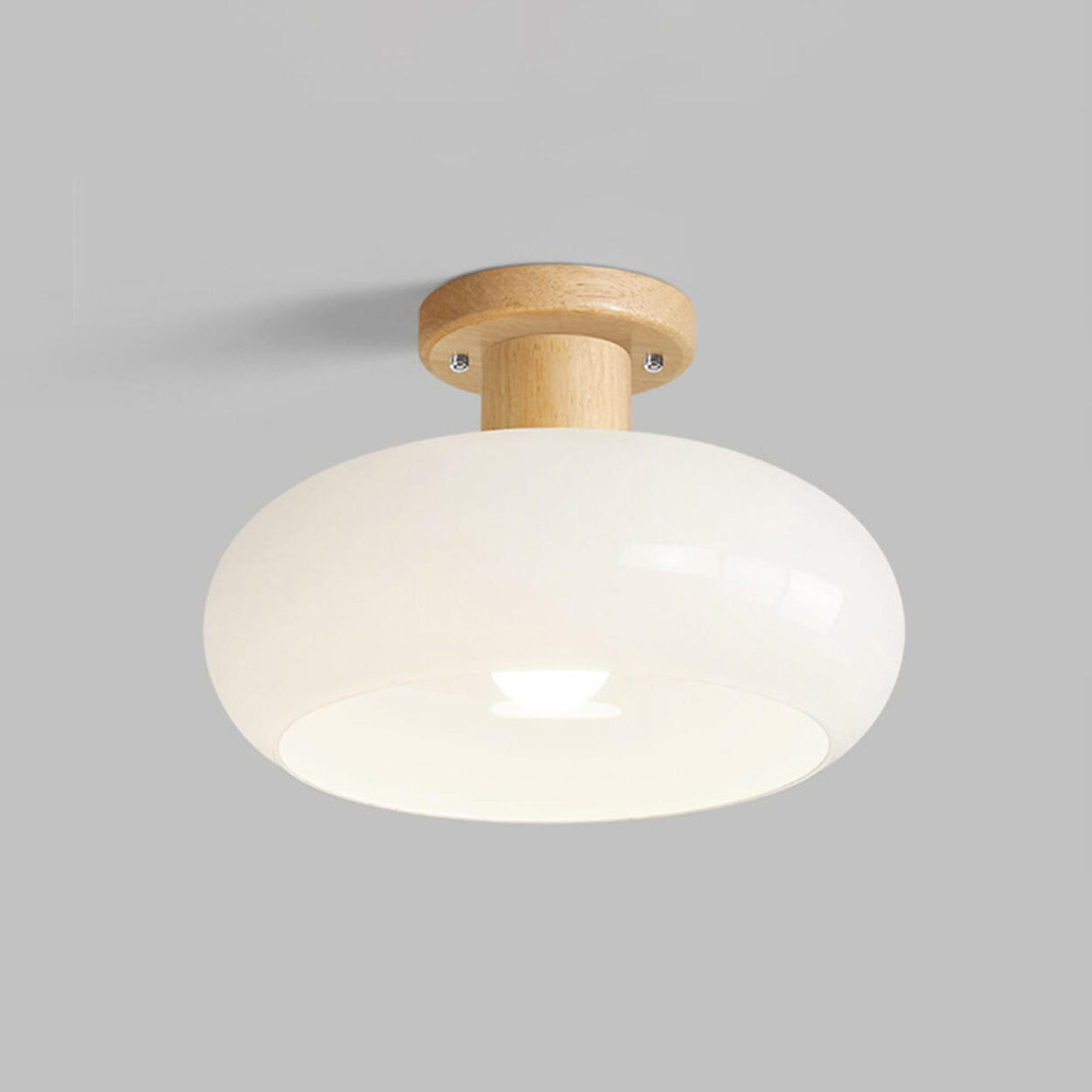 Entrance White Round Drum Semi-Flush Mount Light Image - 2