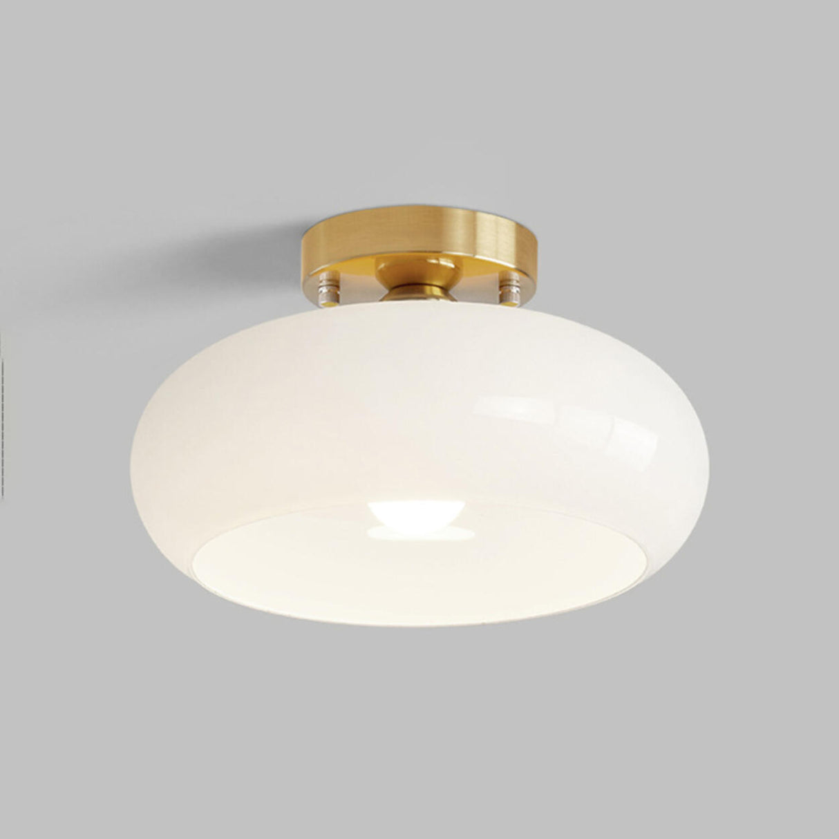 Entrance White Round Drum Semi-Flush Mount Light Image - 4