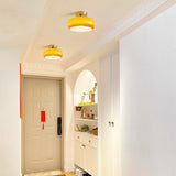 Entrance White Round Drum Semi-Flush Mount Light Image - 6