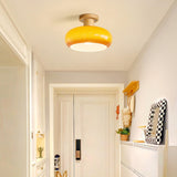 Entrance White Round Drum Semi-Flush Mount Light Image - 7