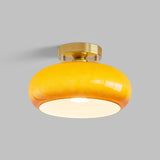 Entrance White Round Drum Semi-Flush Mount Light Image - 9