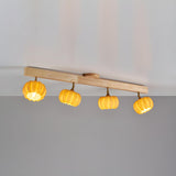 Entrance Yellow Pumpkin Wooden Semi-Flush Mount Light Image - 10