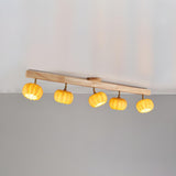 Entrance Yellow Pumpkin Wooden Semi-Flush Mount Light Image - 11