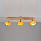 Entrance Yellow Pumpkin Wooden Semi-Flush Mount Light Image - 14