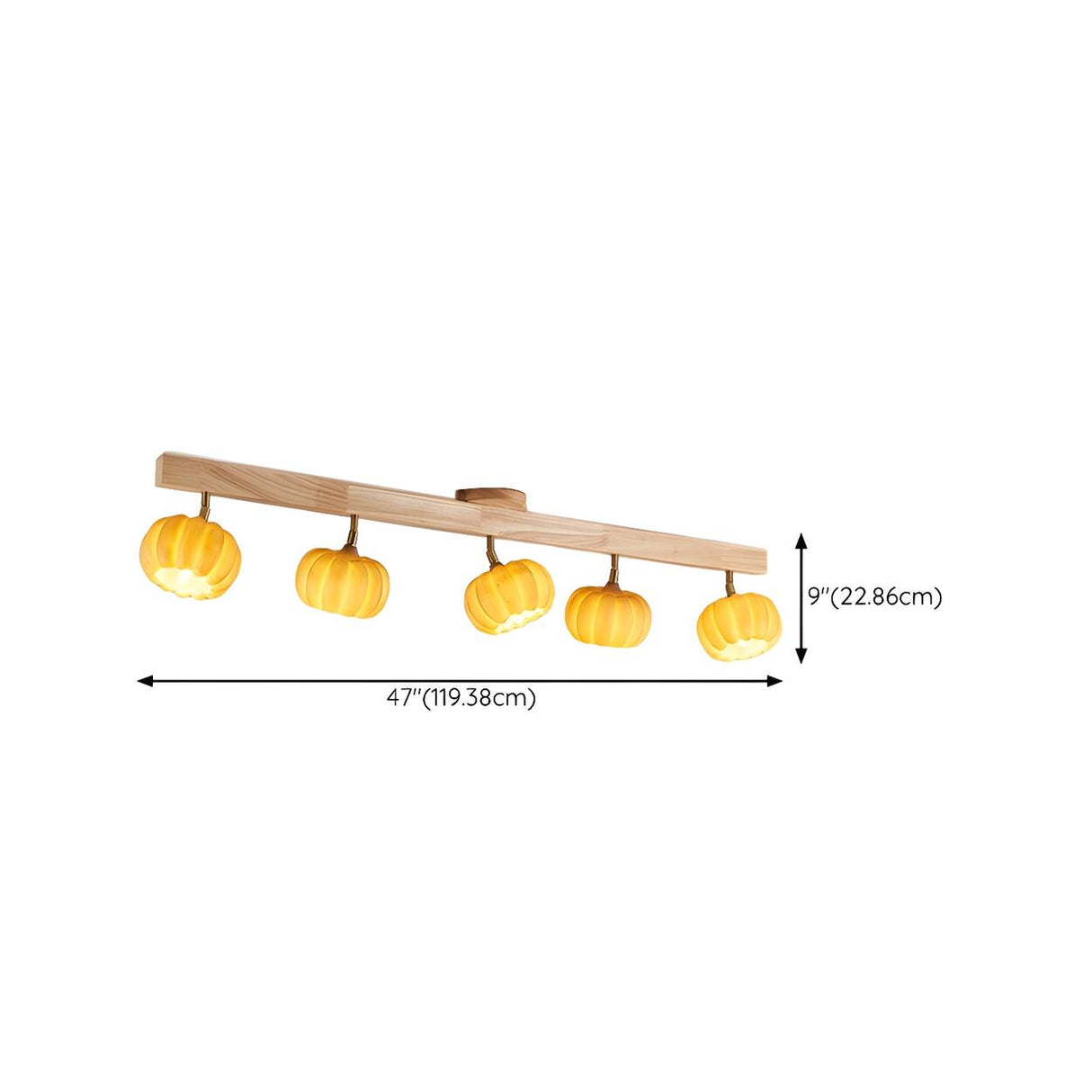 Entrance Yellow Pumpkin Wooden Semi-Flush Mount Light 