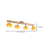 Entrance Yellow Pumpkin Wooden Semi-Flush Mount Light Image - 20