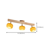 Entrance Yellow Pumpkin Wooden Semi-Flush Mount Light Image - 21