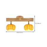 Entrance Yellow Pumpkin Wooden Semi-Flush Mount Light Image - 22