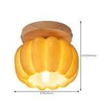 Entrance Yellow Pumpkin Wooden Semi-Flush Mount Light Image - 23