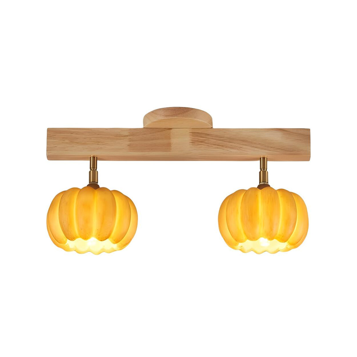 Entrance Yellow Pumpkin Wooden Semi-Flush Mount Light Image - 8