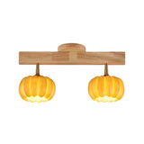 Entrance Yellow Pumpkin Wooden Semi-Flush Mount Light Image - 8