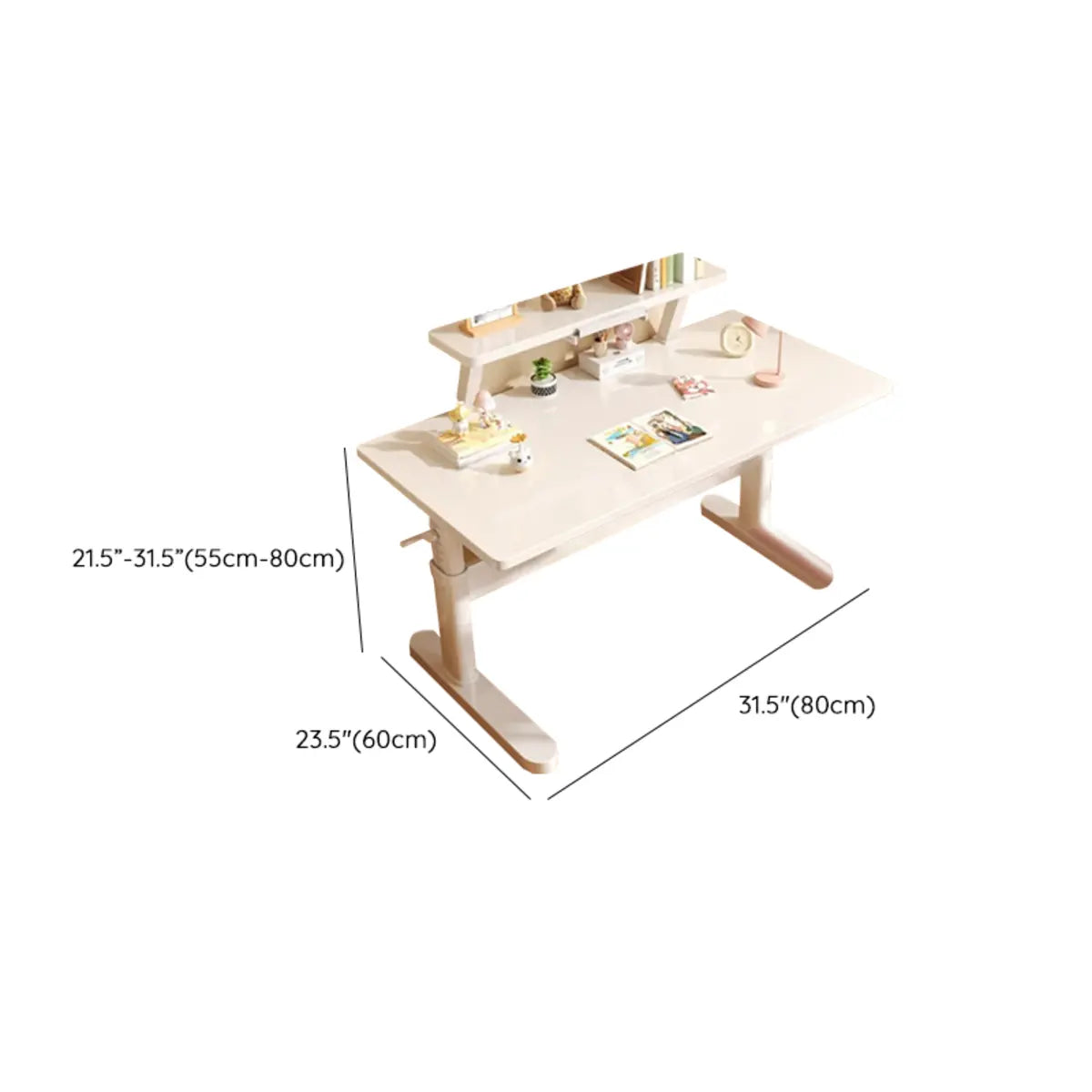 Ergonomic Adjustable Drawers Shelf T-Shape Writing Desk Image - 18