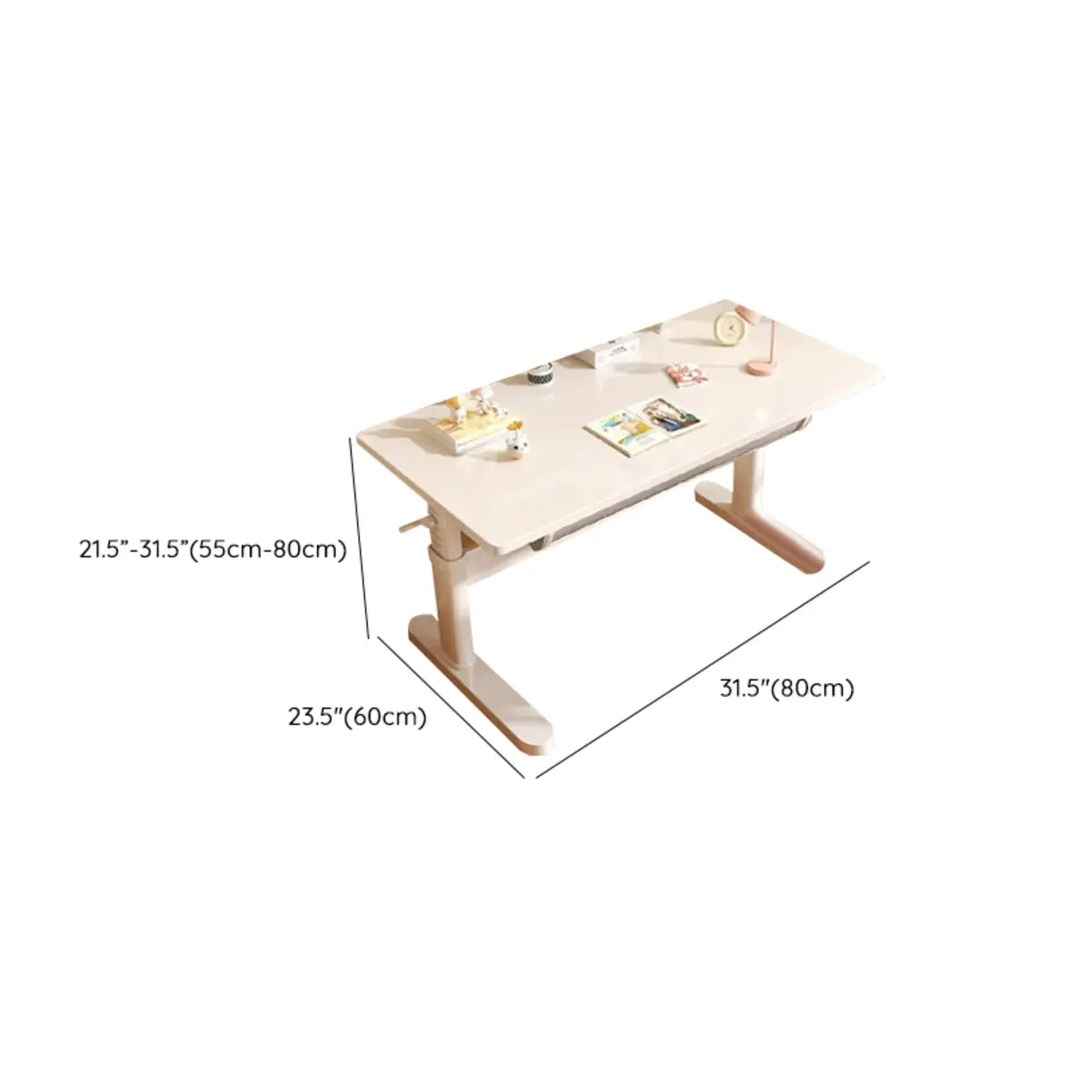 Ergonomic Adjustable Drawers Shelf T-Shape Writing Desk Image - 26