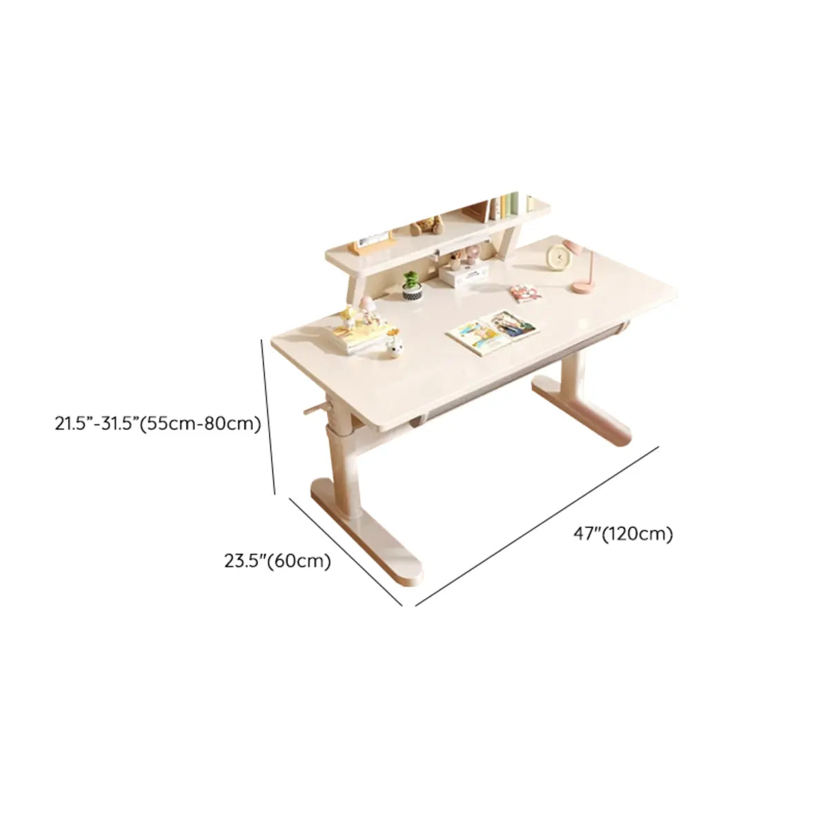 Ergonomic Adjustable Drawers Shelf T-Shape Writing Desk Image - 32