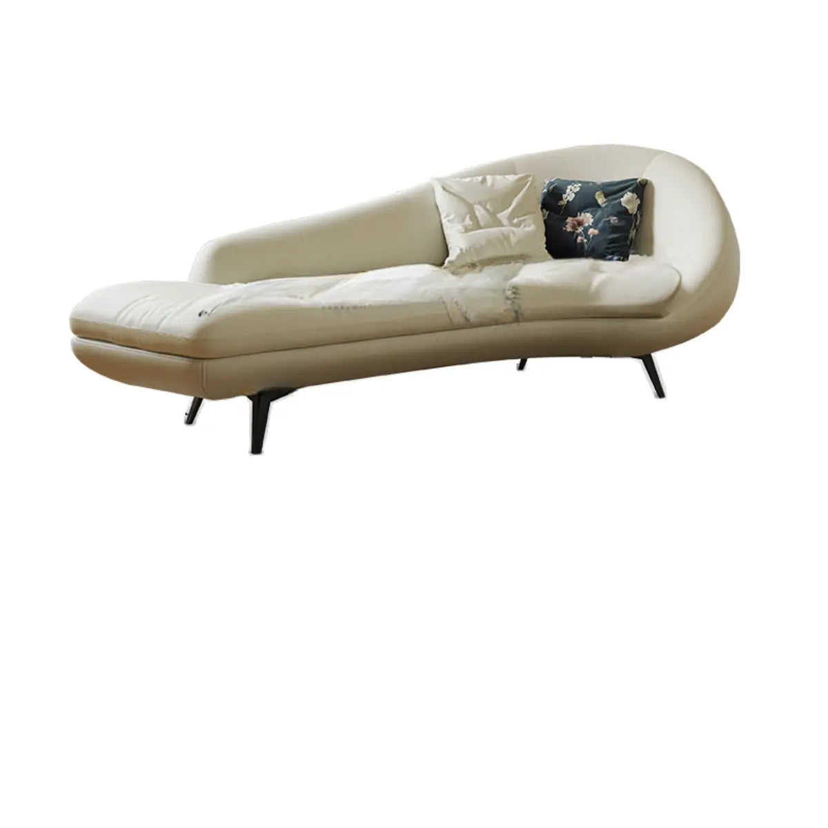 Ergonomic Beige Large Faux Leather Right-Arm Chaise Image - 13