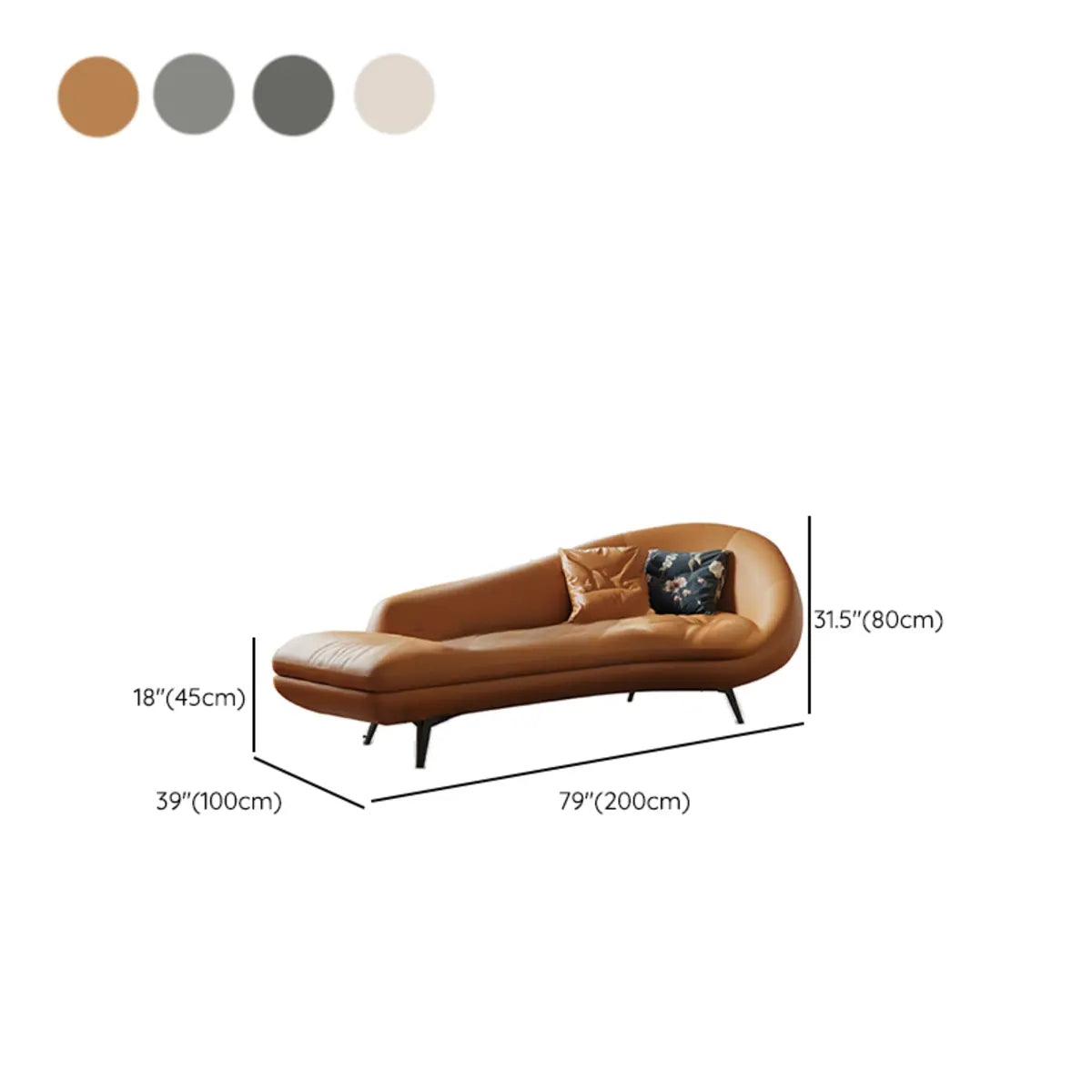 Ergonomic Beige Large Faux Leather Right-Arm Chaise 