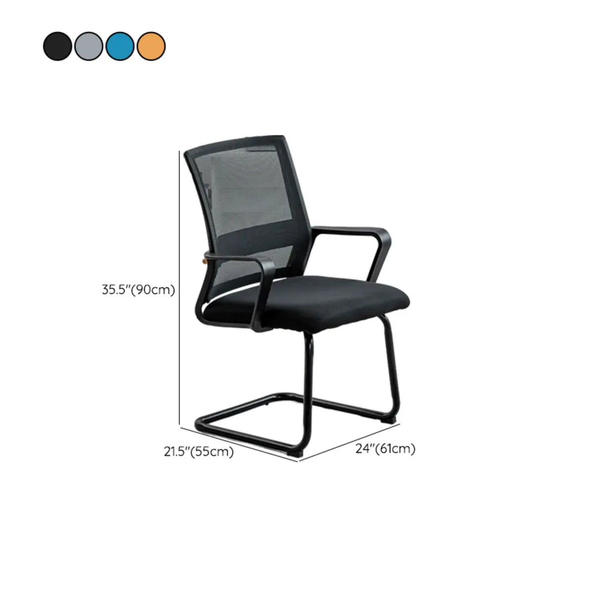 Ergonomic Black Modern Mesh Back Metal Office Chair 