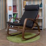 Ergonomic Black Upholstered Wood Frame Rocking Chair Image - 3