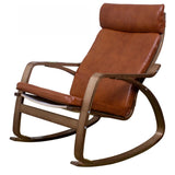 Ergonomic Black Upholstered Wood Frame Rocking Chair Image - 4