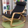 Ergonomic Black Upholstered Wood Frame Rocking Chair Image - 7