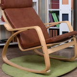 Ergonomic Black Upholstered Wood Frame Rocking Chair Image - 8