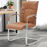 Ergonomic Brown Modern Leather Cantilever Office Chair Image - 1