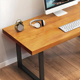 Ergonomic Brown Solid Wood Iron Sled Small Gaming Desk Image - 7