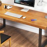 Ergonomic Brown Solid Wood Iron Sled Small Gaming Desk Image - 8